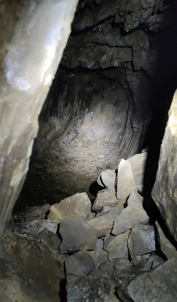 Upper adit beyond collapse, submitted by ilt on 03-05-2025.
© Iain Taylor Upper adit beyond collapse